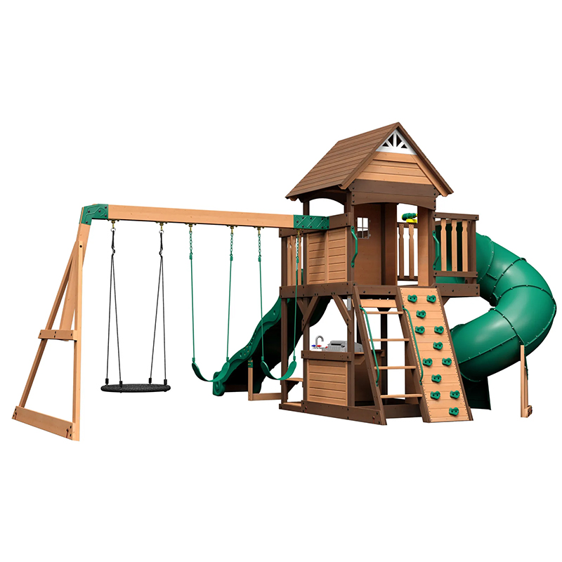 Kids Outdoor Monkey Bar Set - Деревянный уличный игровой комплекс с качелями,