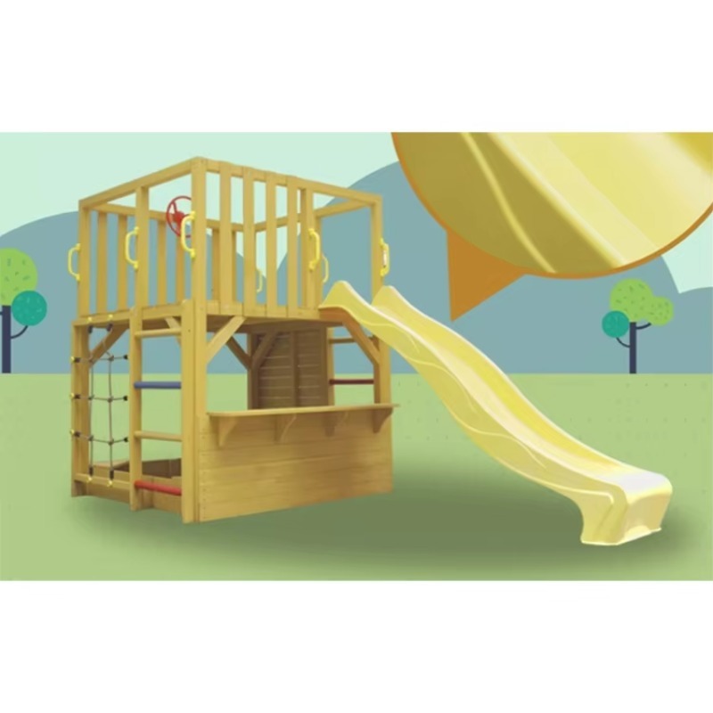 Kids Outdoor Cubby House - Детский деревянный уличный домик-беседка с горкой